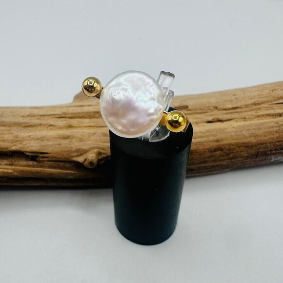 18K Gold Baroque Pearl Ring – Non-Tarnish Stainless Steel - Picture 7 of 11